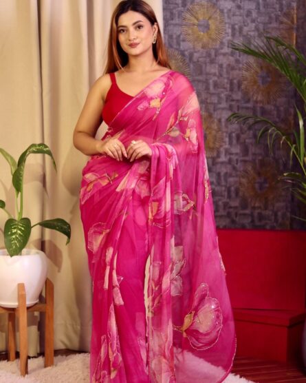 Beautiful floralprint with Katdana handwork - Image 6