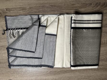 AC178  ,Handloom Set Saree in silver and black - Image 6