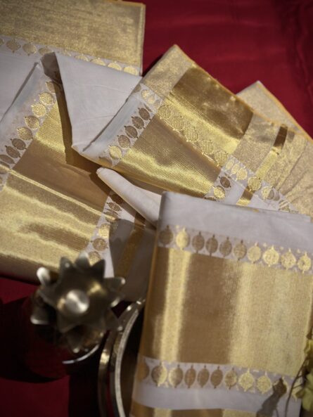 AC161  ,Super Premium Balaramapuram Handloom Unakkupavu Cotton Set Mundu with Coin Border - Image 3