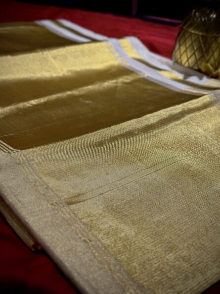 Premium Balaramapuram Kasavu Polka Dots Saree - Image 5