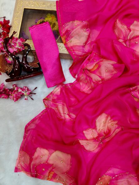 Beautiful floralprint with Katdana handwork - Image 2