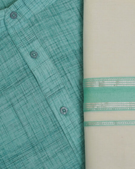 AC141  ,Balaramapuram Unakkupavu Mundu + Cotton Kurthi (M) - Image 3