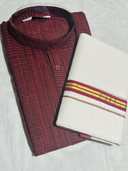 AC150  ,Balaramapuram Unakkupavu Mundu + Cotton Kurthi(L) - Image 3