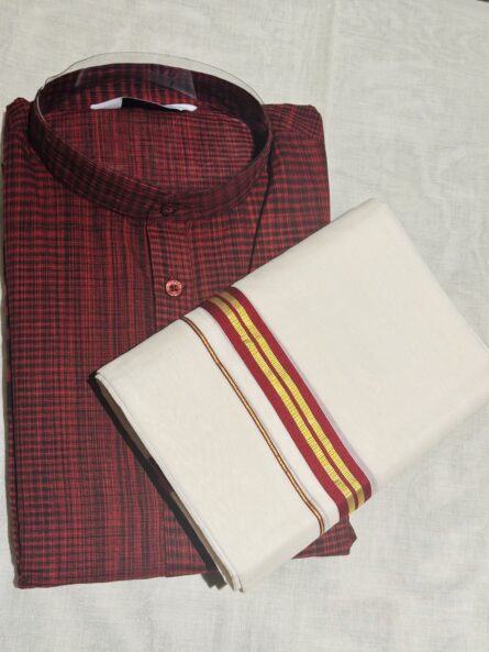 AC150  ,Balaramapuram Unakkupavu Mundu + Cotton Kurthi(L) - Image 5