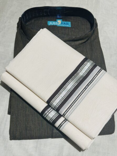 AC158  ,Balaramapuram Unakkupavu Mundu + Cotton Kurthi - Image 4