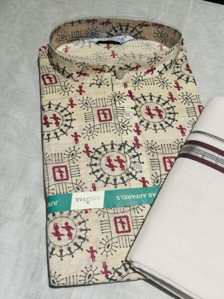 AC193 ,Balaramapuram Unakkupavu Mundu + Cotton Kurthi (XL) - Image 4