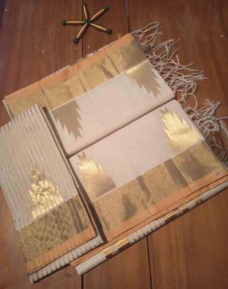 Handloom Cotton Saree featuring a classic temple border design - Image 6