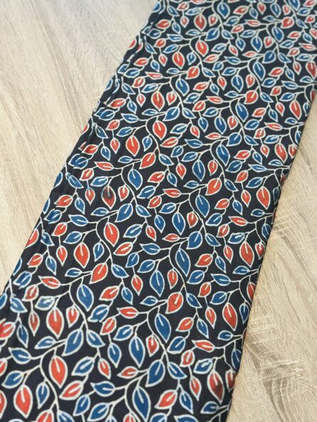 Ajrakh Hand Block Printed Saree in Premium Modal Silk - Image 3