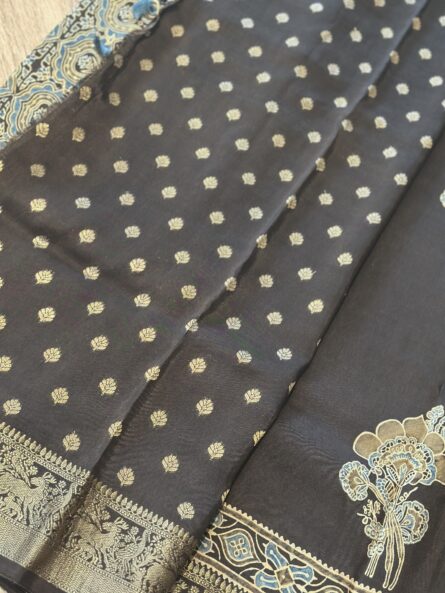 #MS08 Ajrakh Dola Silk Handcrafted Saree in Premium Modal Silk - Image 8