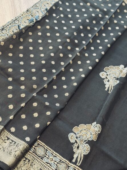 #MS08 Ajrakh Dola Silk Handcrafted Saree in Premium Modal Silk - Image 7