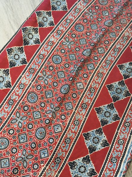 #MS07 AJRAKH PALLU MODAL SILK SAREE - Image 3