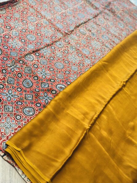 #MS07 AJRAKH PALLU MODAL SILK SAREE - Image 5
