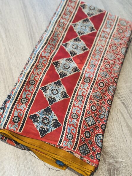 #MS07 AJRAKH PALLU MODAL SILK SAREE - Image 6