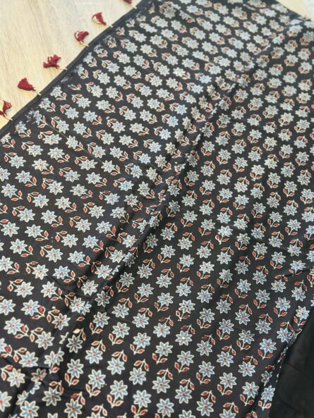 AC248  , Ajrakh Hand Block Printed Saree in Premium Modal Silk - Image 7