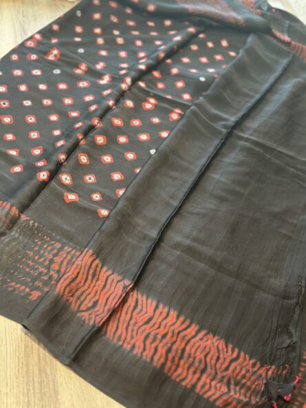 AC245 , Bandhej & Shibori Printed Saree in Premium Modal Silk (With Running Blouse) - Image 4