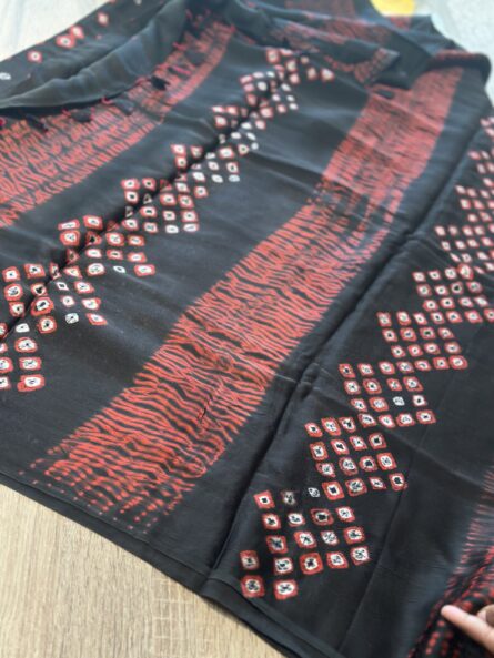 AC245 , Bandhej & Shibori Printed Saree in Premium Modal Silk (With Running Blouse) - Image 6