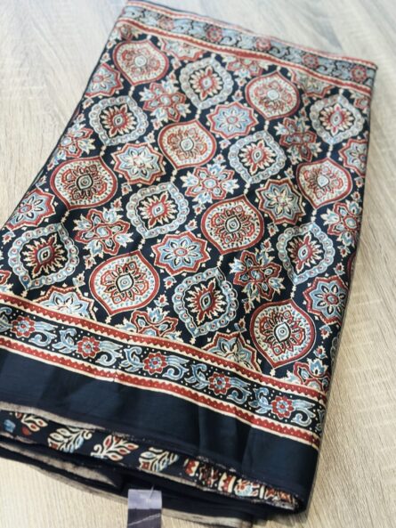 AC244 , AJRAKH HANDBLOCK MODAL SILK SAREE - Image 3
