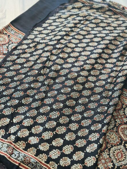 AC244 , AJRAKH HANDBLOCK MODAL SILK SAREE - Image 6