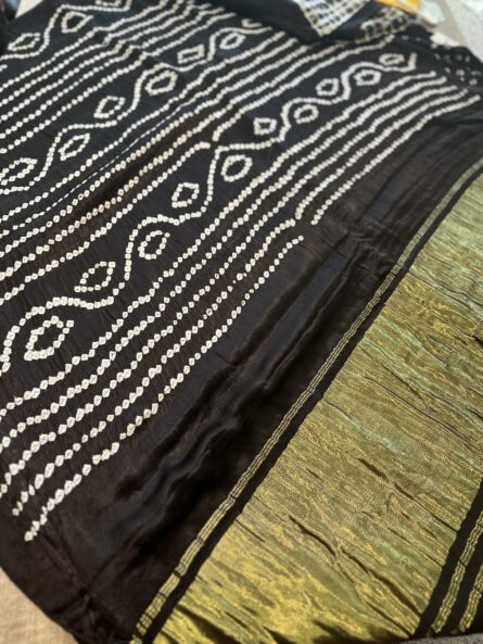 #MS01 Bandhej / Bandhani Printed Saree in Premium Modal Silk (With Running Blouse) - Image 3