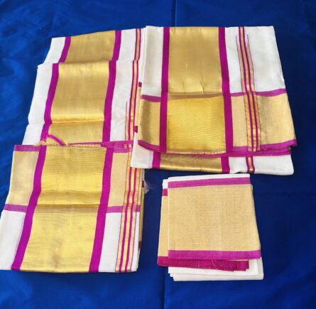 AC125 ,Pure Handloom Cotton Vadarmalli Kara Set Mundu - Image 3